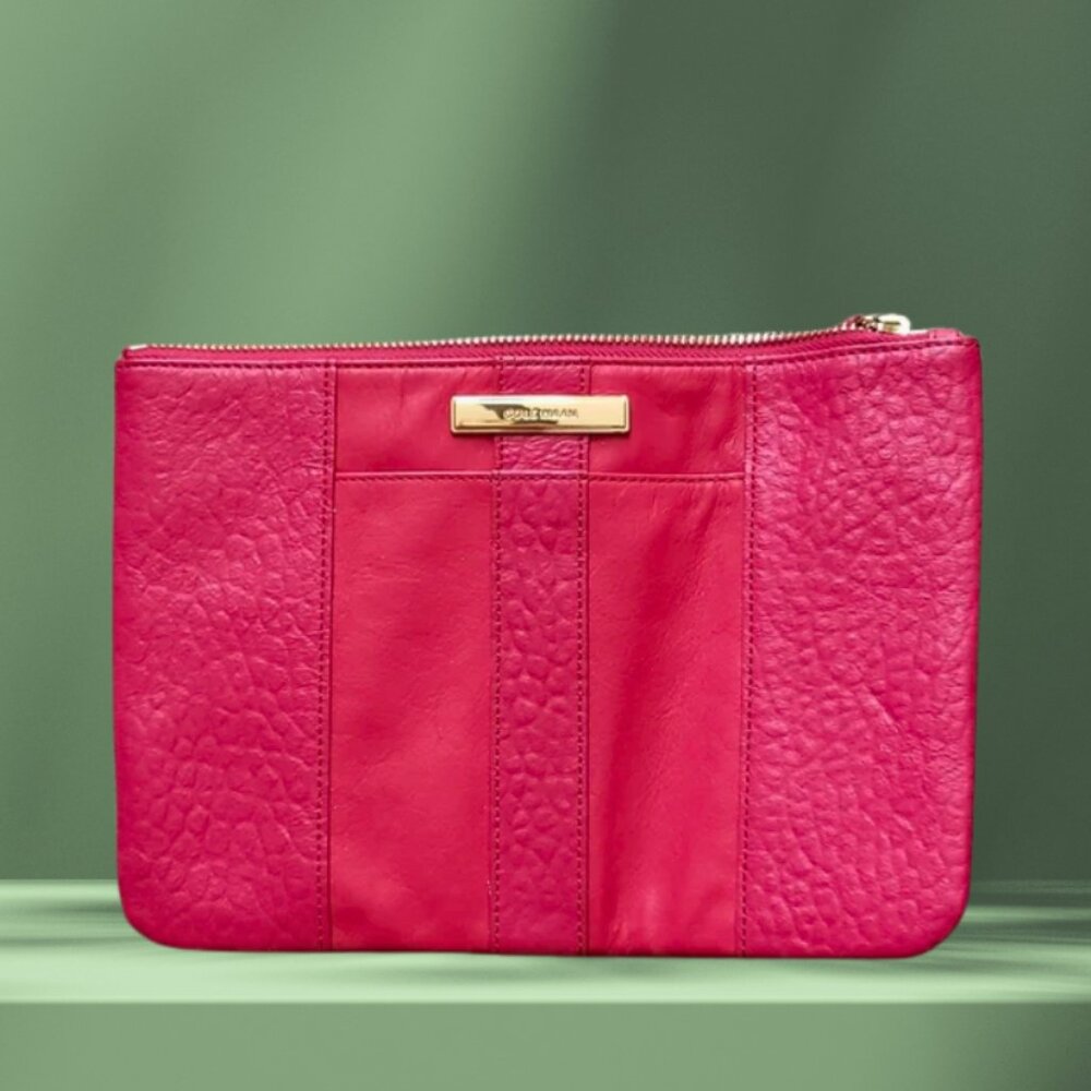 Pink Pebble Leather Clutch